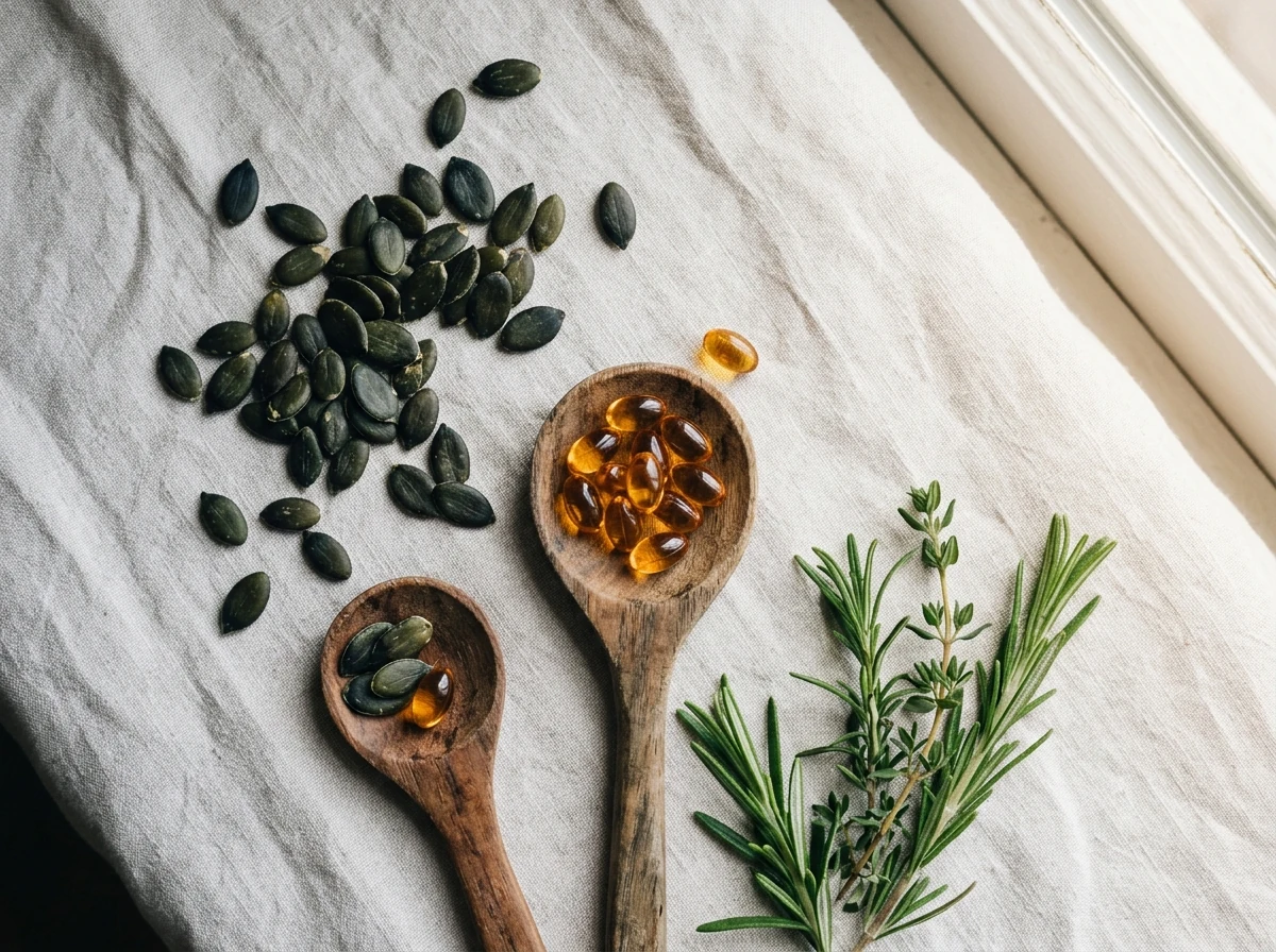 Naturliga ingredienser: pumpafrön, zink och B-vitaminer för öronhälsa
